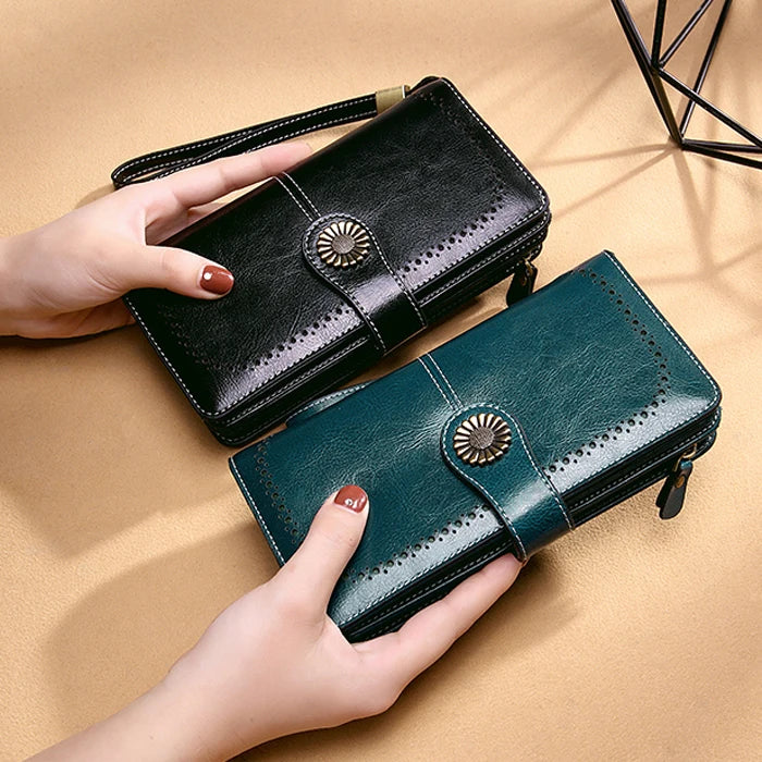Badenroo Women Wallet Clutch Leather Long Wallet Zipper Purse