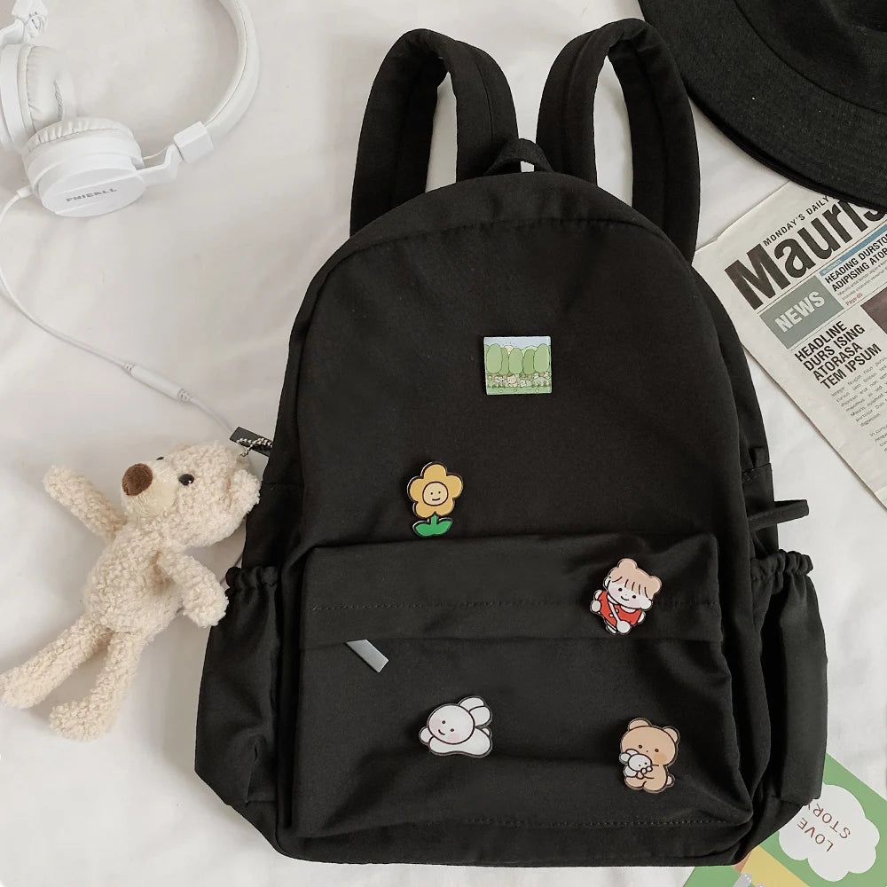 Kawaii Nylon School Backpack for College - Student Cartoon Laptop Book Bag