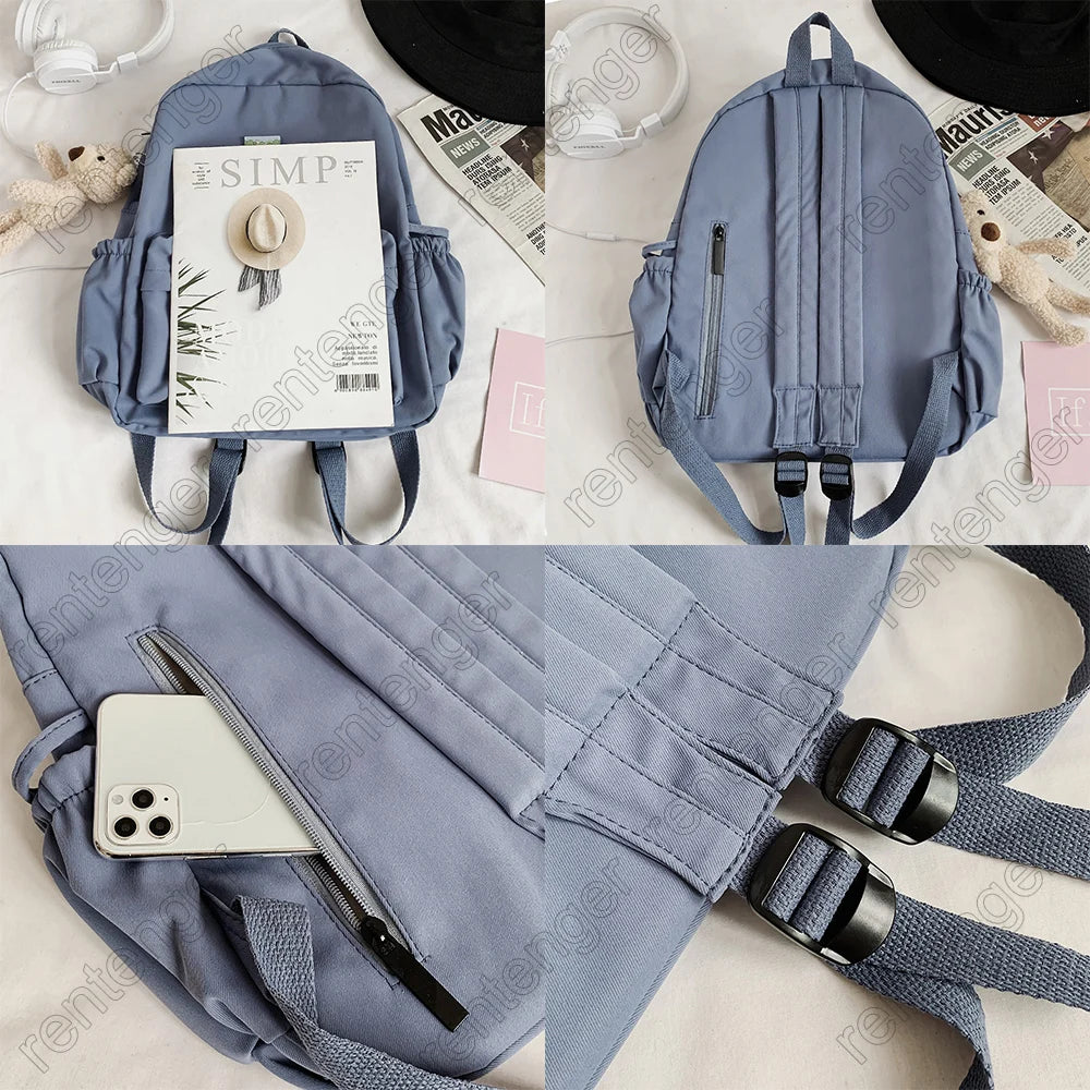 Kawaii Nylon School Backpack for College - Student Cartoon Laptop Book Bag