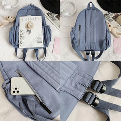 Kawaii Nylon School Backpack for College - Student Cartoon Laptop Book Bag