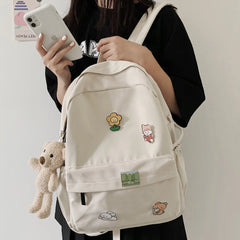 Kawaii Nylon School Backpack for College - Student Cartoon Laptop Book Bag