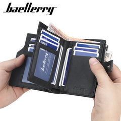 Baelerry Men Wallet PU Leather High Purse Money Clip Teens Gift