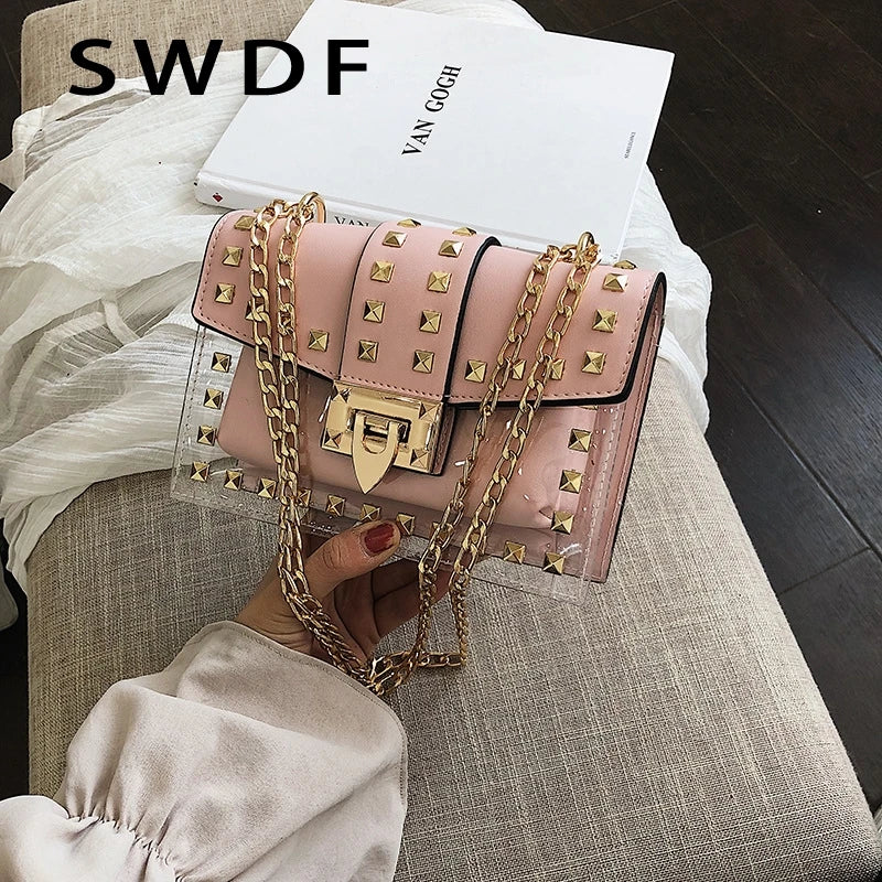 Rivet Single Shoulder Bag Street Shot Chain Messenger Small Square Bag