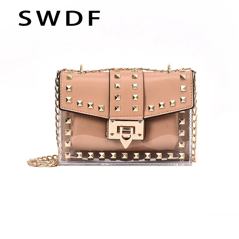Rivet Single Shoulder Bag Street Shot Chain Messenger Small Square Bag