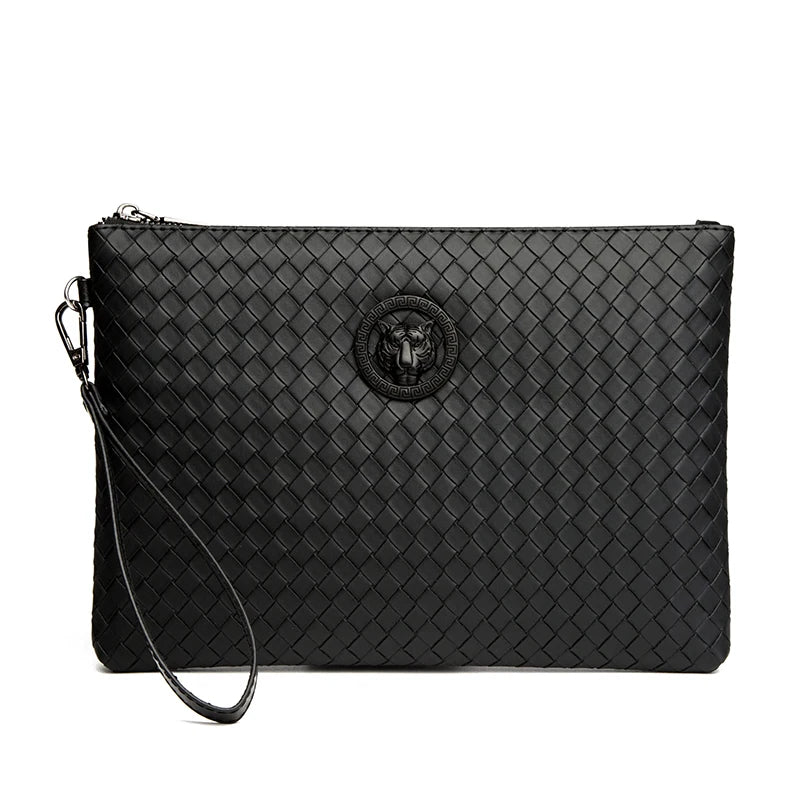Woven PU Leather Men's Envelope Wallet Handbag