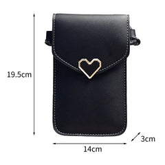 Women's Touch Screen Cell Phone Purse Shoulder Bag Heart Hasp Crossbody Bag