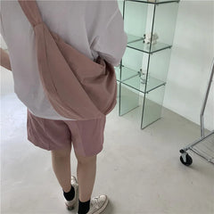 Nylon Crossbody Tote Bag for Women Wide Shoulder Belt Casual Dumplings Bag