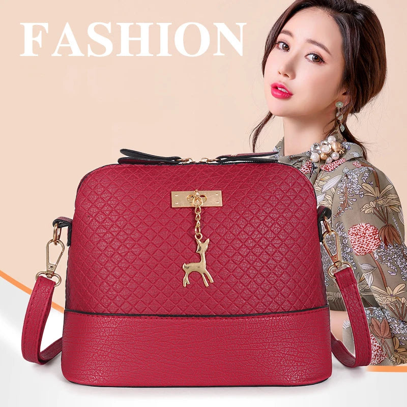 Women's Crossbody Shoulder Bag PU Zipper Bag Scratch Resistant Female Messenger