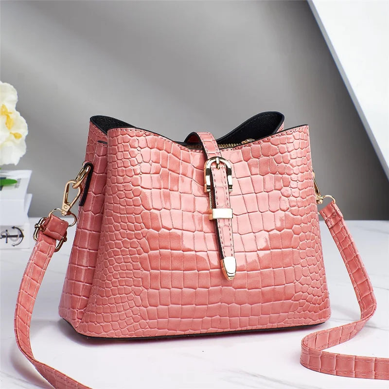 Stone Grain Bucket Bag Large Capacity Shoulder Bag