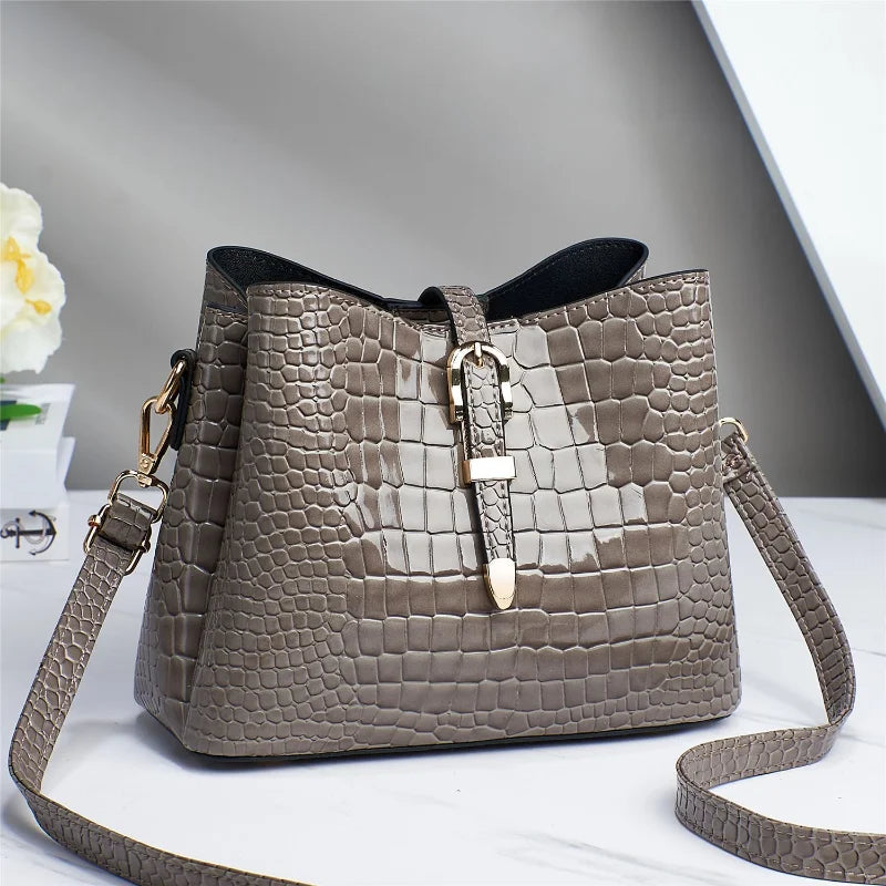 Stone Grain Bucket Bag Large Capacity Shoulder Bag