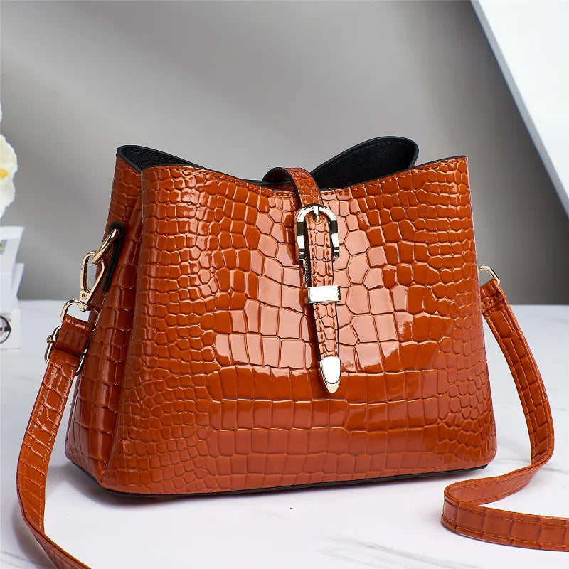 Stone Grain Bucket Bag Large Capacity Shoulder Bag