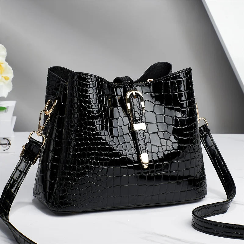 Stone Grain Bucket Bag Large Capacity Shoulder Bag