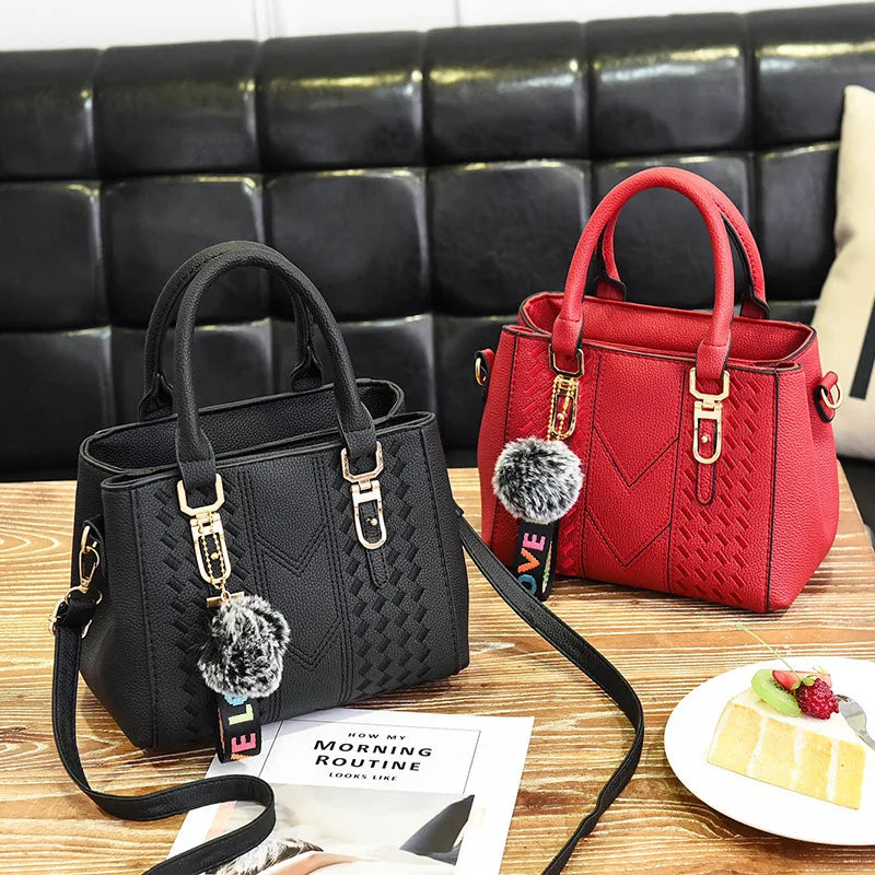 European American Handbags Hair Ball Pendant Shoulder Messenger Bag
