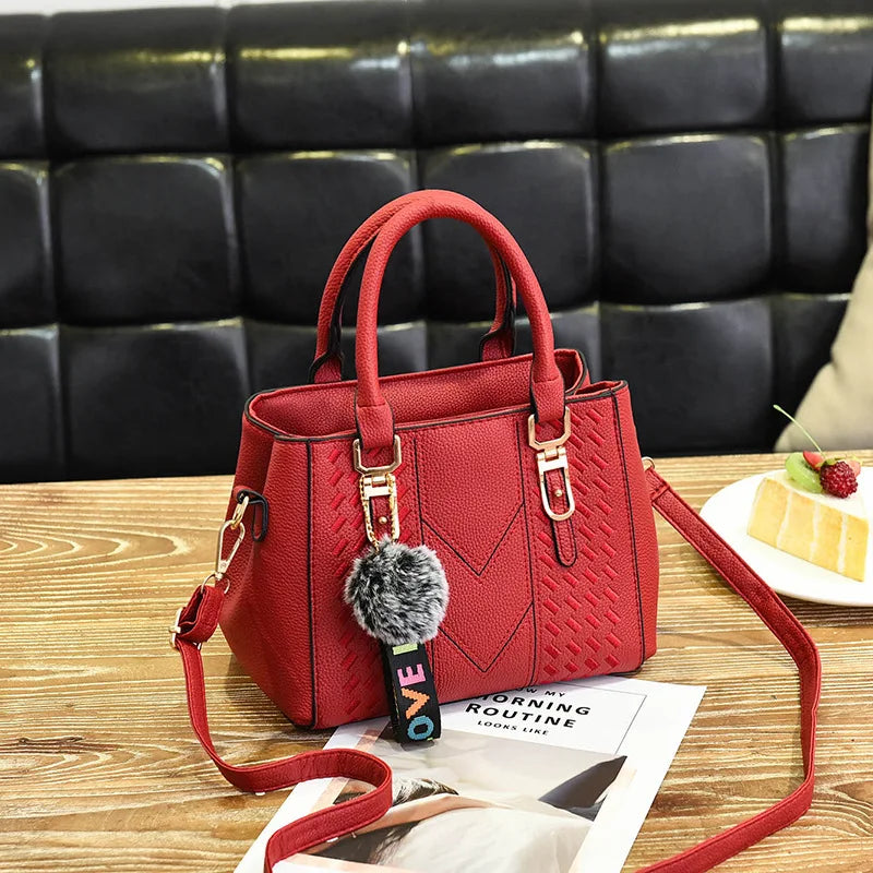 European American Handbags Hair Ball Pendant Shoulder Messenger Bag