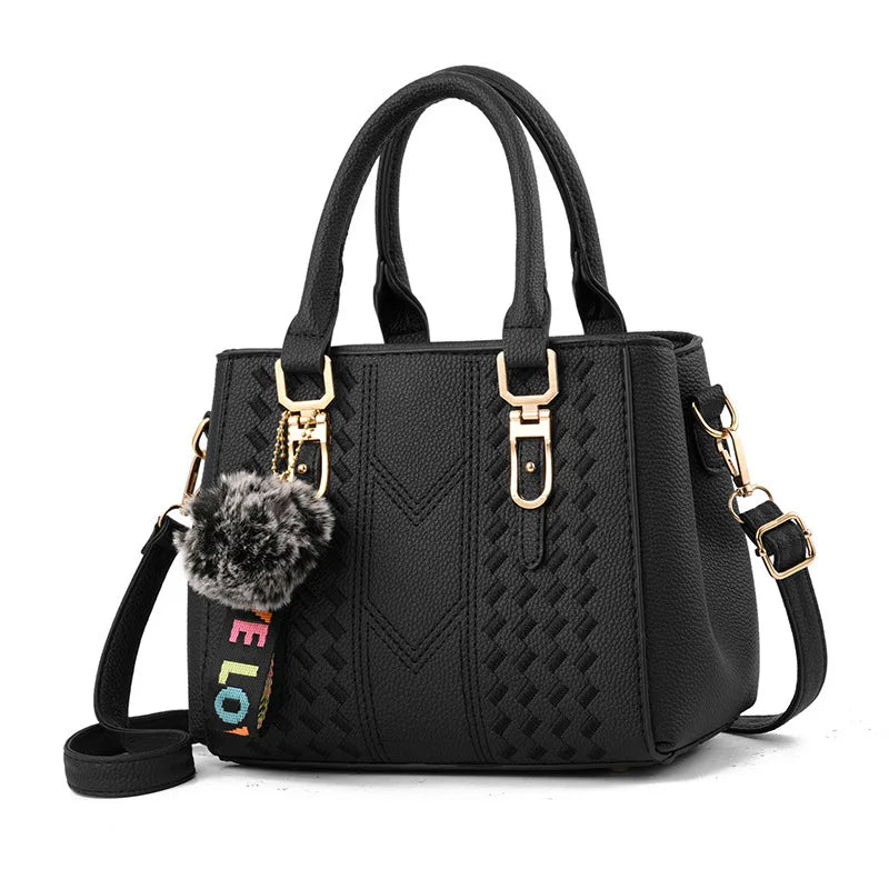 European American Handbags Hair Ball Pendant Shoulder Messenger Bag
