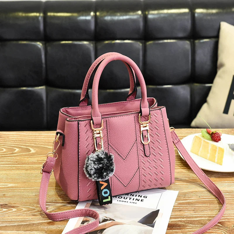 European American Handbags Hair Ball Pendant Shoulder Messenger Bag