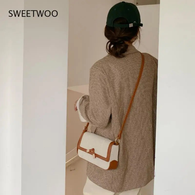 Kelp Knot Armpit Bag Single Shoulder Bag Women's Contrast Small Square Bag