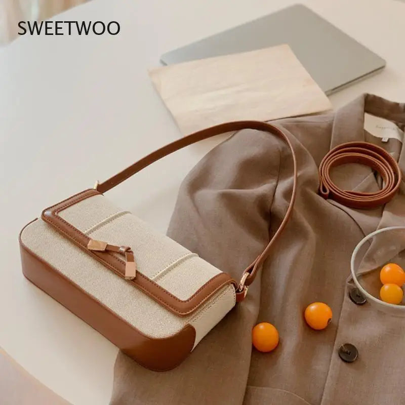Kelp Knot Armpit Bag Single Shoulder Bag Women's Contrast Small Square Bag