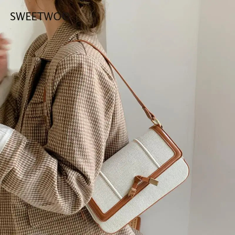 Kelp Knot Armpit Bag Single Shoulder Bag Women's Contrast Small Square Bag