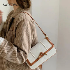 Kelp Knot Armpit Bag Single Shoulder Bag Women's Contrast Small Square Bag