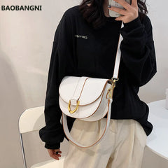 Women's Half Round Saddle Bag PU Leather Small Round Bag