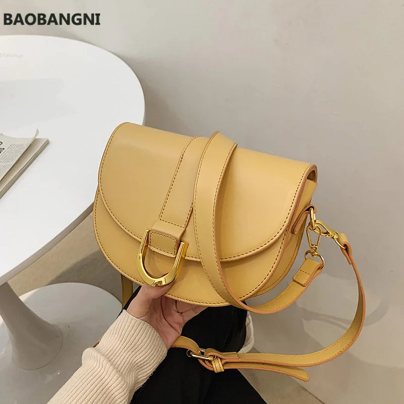 Women's Half Round Saddle Bag PU Leather Small Round Bag