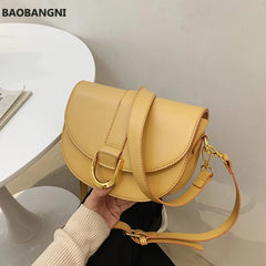 Women's Half Round Saddle Bag PU Leather Small Round Bag