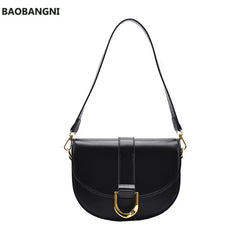 Women's Half Round Saddle Bag PU Leather Small Round Bag