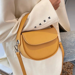 Half Round Saddle Bag PU Leather Women's Bag Underarm Small Round Bag