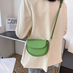 Half Round Saddle Bag PU Leather One Shoulder Totes