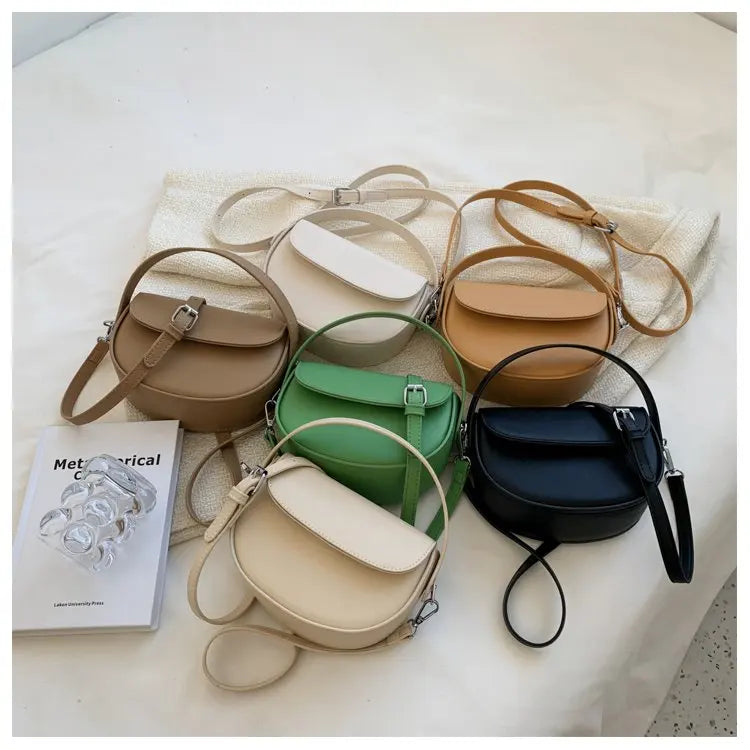 Half Round Saddle Bag PU Leather One Shoulder Totes