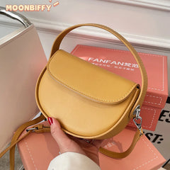 Half Round Saddle Bag PU Leather Women's Bag Underarm Small Round Bag