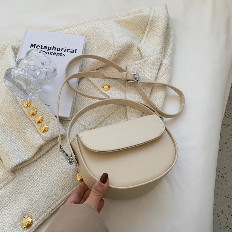 Half Round Saddle Bag PU Leather Women's Bag Underarm Small Round Bag