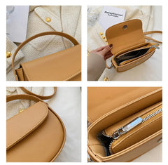 Half Round Saddle Bag PU Leather One Shoulder Totes