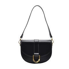 Women's Half Round Saddle Bag PU Leather Small Round Bag