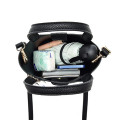 High-end Lychee Pattern Bucket Bag Women