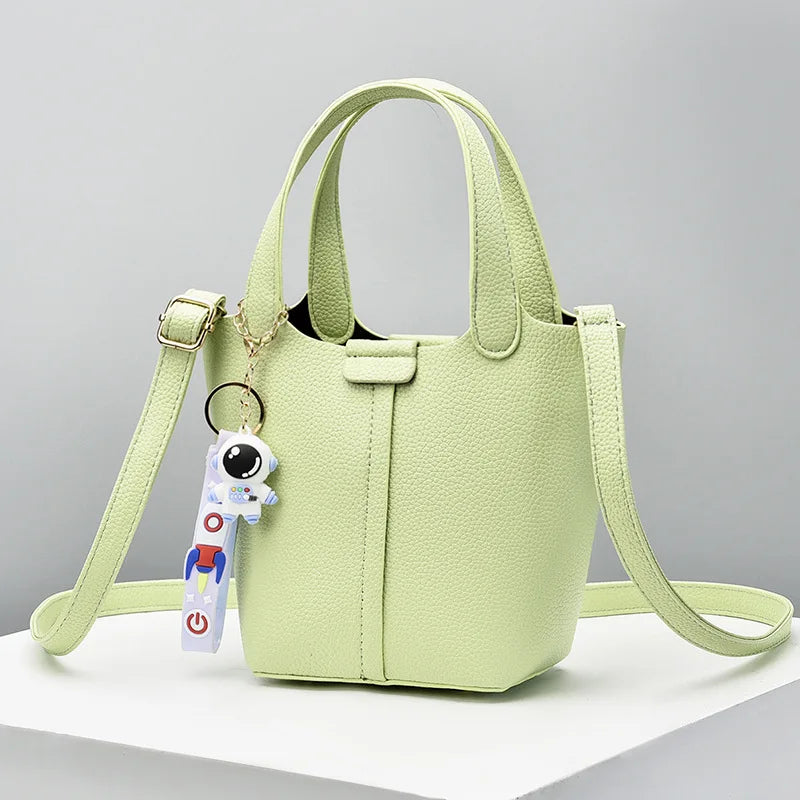 High-end Lychee Pattern Bucket Bag Women