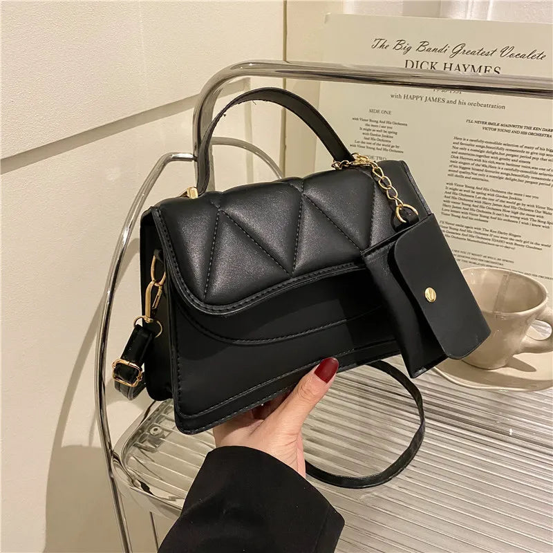 Retro Style Shoulder Messenger Bag Rhombic Indentation Portable Small Square Bag