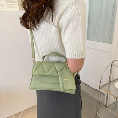 Retro Style Shoulder Messenger Bag Rhombic Indentation Portable Small Square Bag