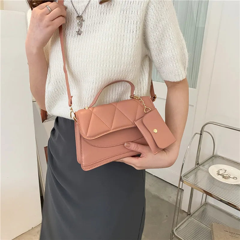 Retro Style Shoulder Messenger Bag Rhombic Indentation Portable Small Square Bag