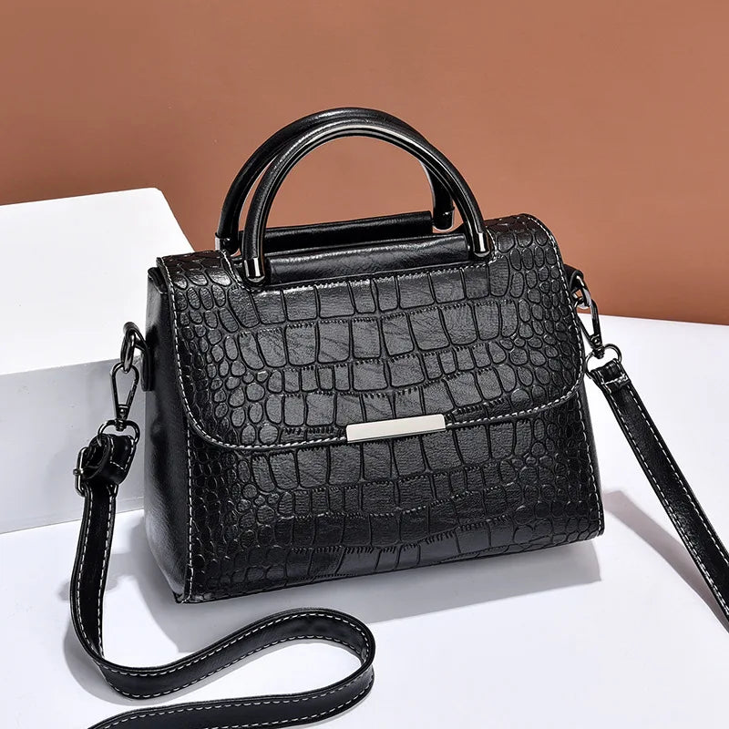 Stone Pattern Shoulder Bag Retro Large Capacity Handbag