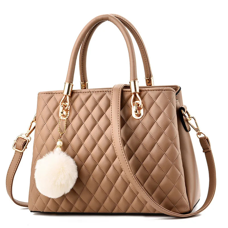 Women's Diamond Quilted Shoulder Bag PU Leather Handbag