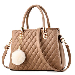 Women's Diamond Quilted Shoulder Bag PU Leather Handbag