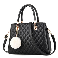 Women's Diamond Quilted Shoulder Bag PU Leather Handbag