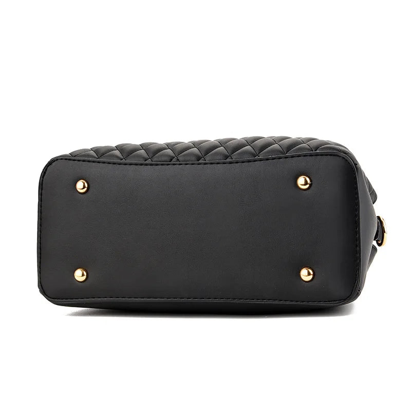 Women's Diamond Quilted Shoulder Bag PU Leather Handbag