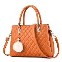 Women's Diamond Quilted Shoulder Bag PU Leather Handbag