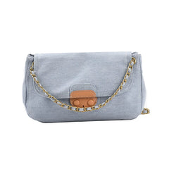 Women's Denim Canvas Small Square Bag with Chain Crossbody Strap