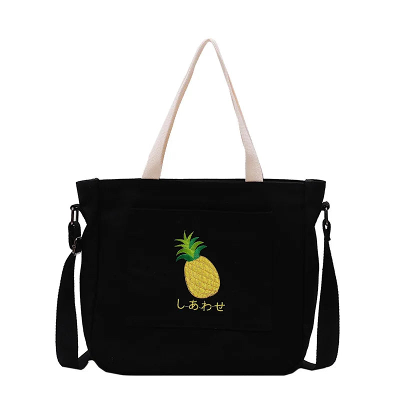Canvas Sling Tote Bag for Women Small Fresh Girls Shoulder Bag
