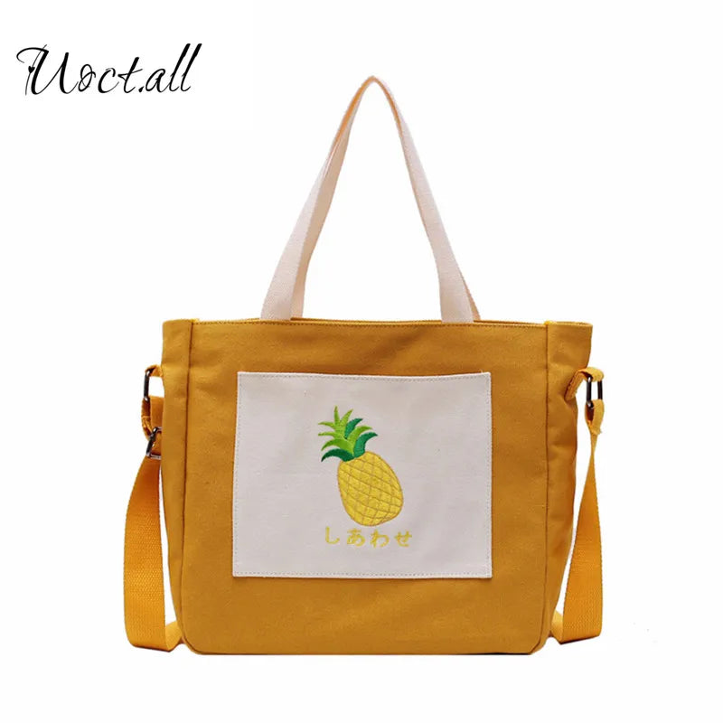 Canvas Sling Tote Bag for Women Small Fresh Girls Shoulder Bag
