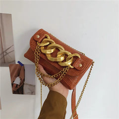 Chain Buckle Shoulder Strap Messenger Phone Bag PU Leather Waist Bag Women